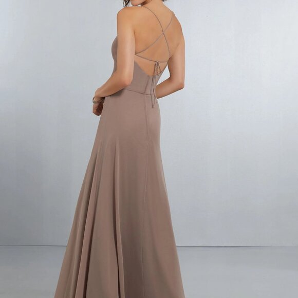 Mori Lee Criss-Cross Bridesmaid Dress in Desert Rose (Size 2) - Picture 6 of 6